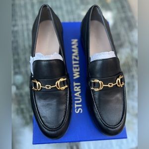 Authentic Stuart Weitzman Black Leather Loafers NIB